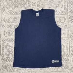 VTG Nike Basketball Tank Mens Blue Sleeveless Center Check 90s USA Size Large